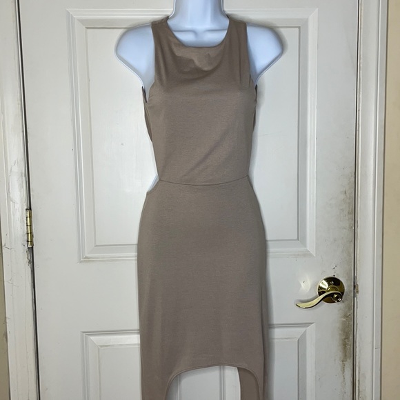 Beige Asymmetrical Dress - Picture 1 of 6